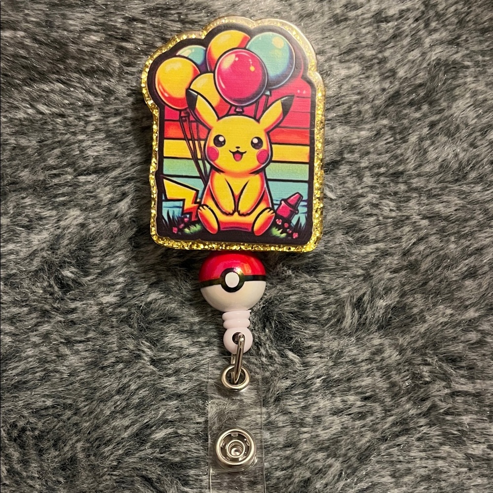 Pikachu Badge Reel with Balloons
